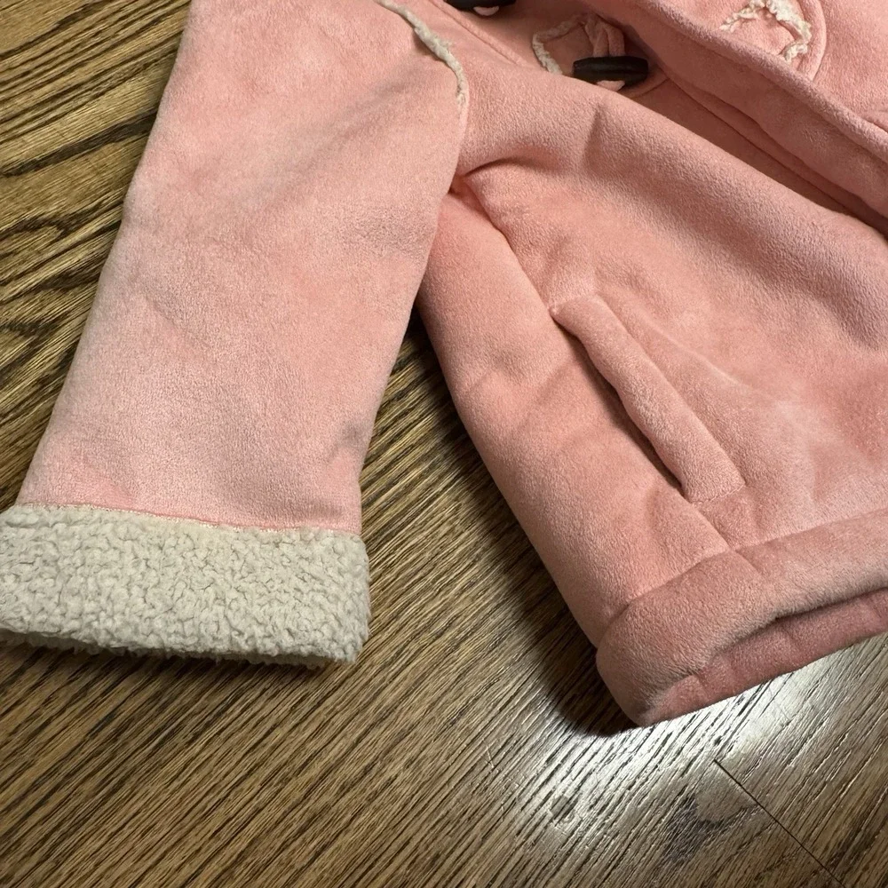 Old Navy Pink Faux Suede Sherpa Lined‎ Toggle Coat Jacket 18-24 Months Excellent